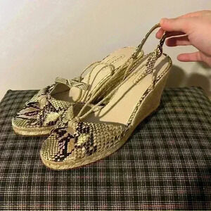 Coach Snake Print Espadrille Wedge Sandals‎ Women's Size 9B